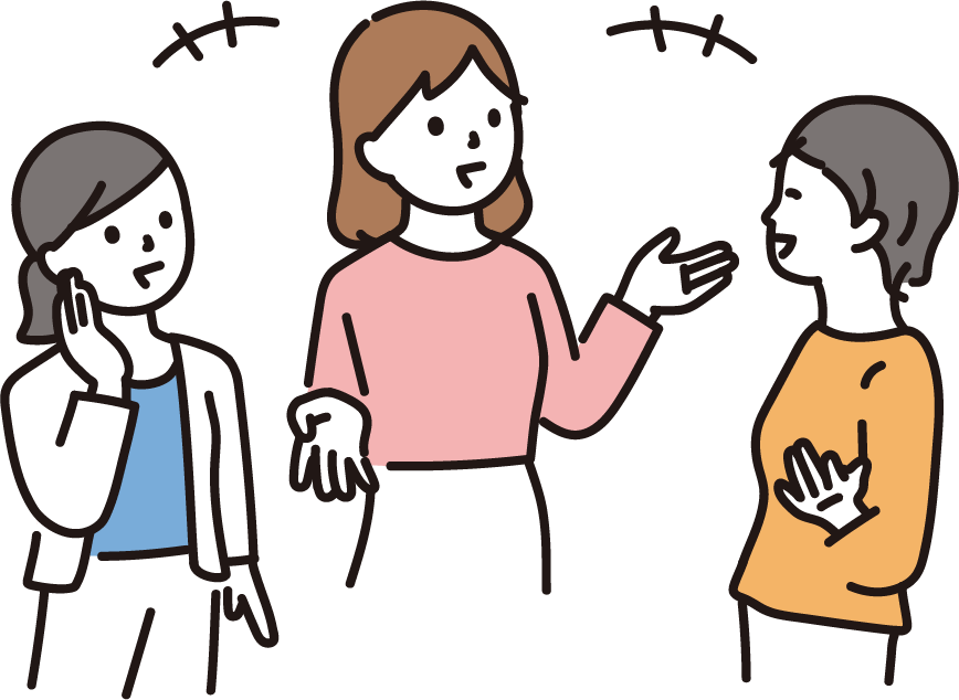 おしゃべりをしている3人の女性のイラスト